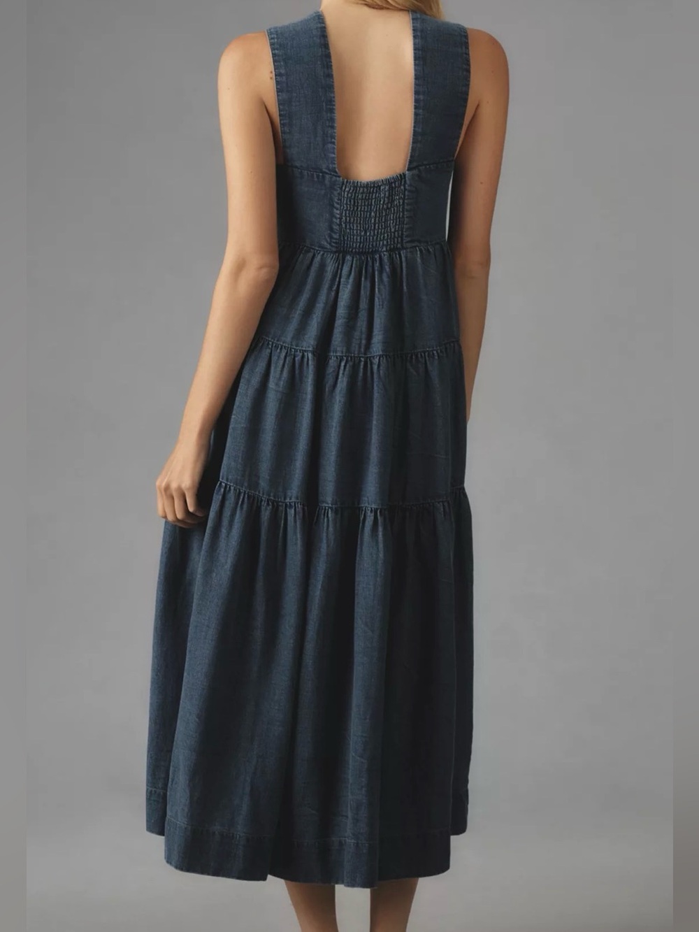 The Helena Square-neck tiered midi dress - Picture 3 of 5